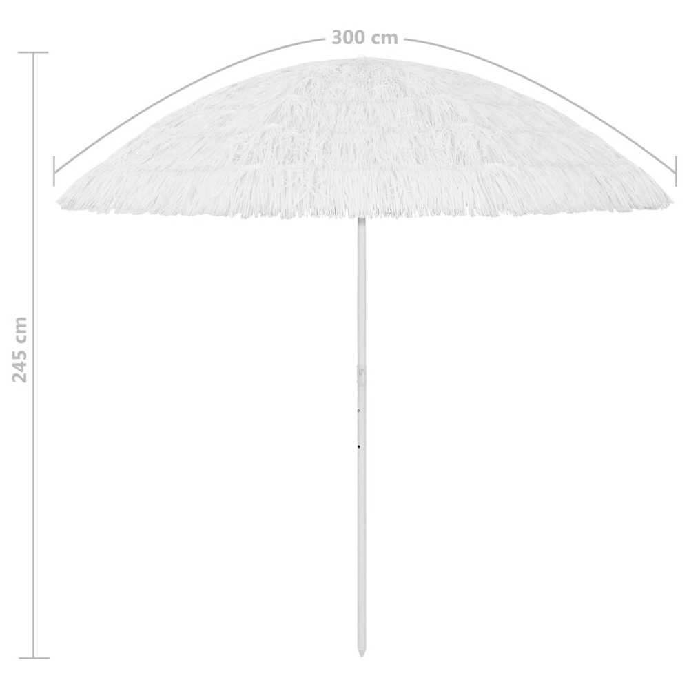 Paplūdimio skėtis, baltos spalvos, 300cm, havajietiško dizaino