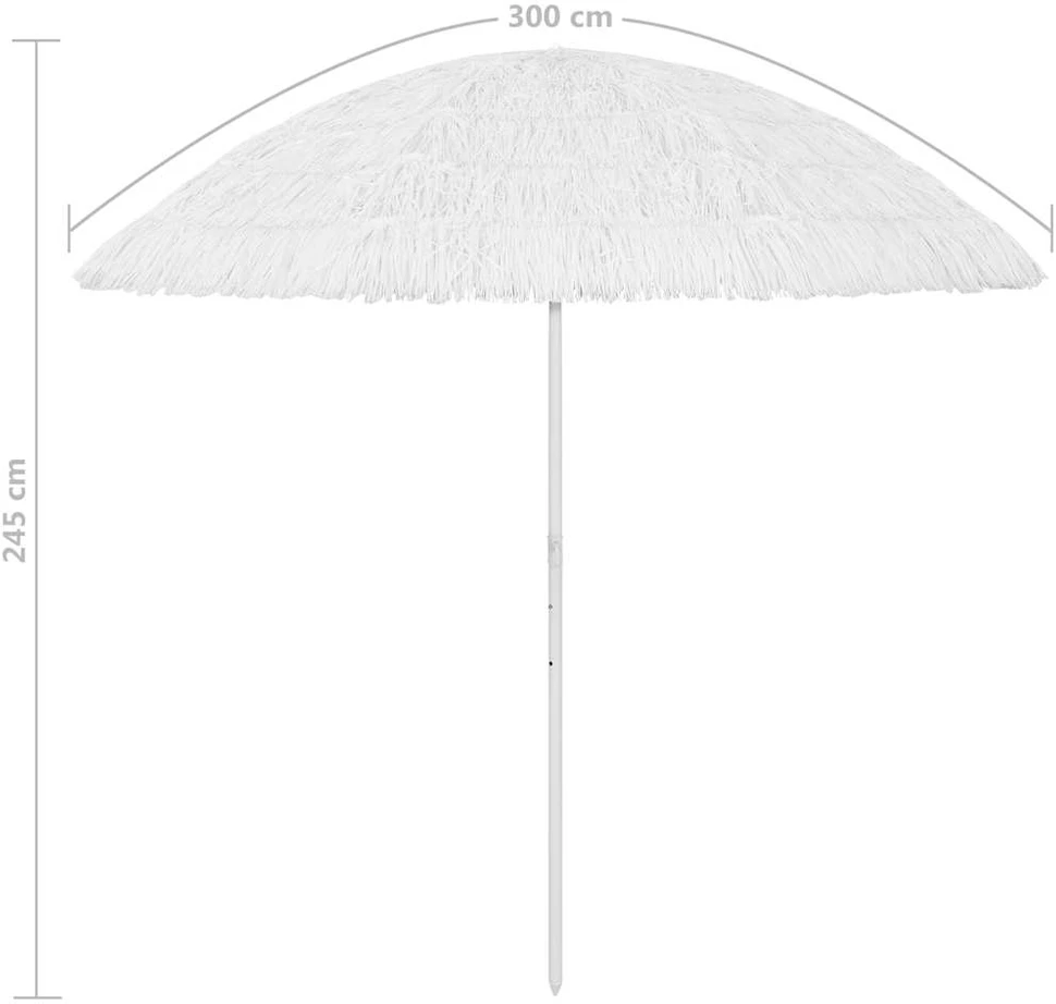Paplūdimio skėtis, baltos spalvos, 300cm, havajietiško dizaino