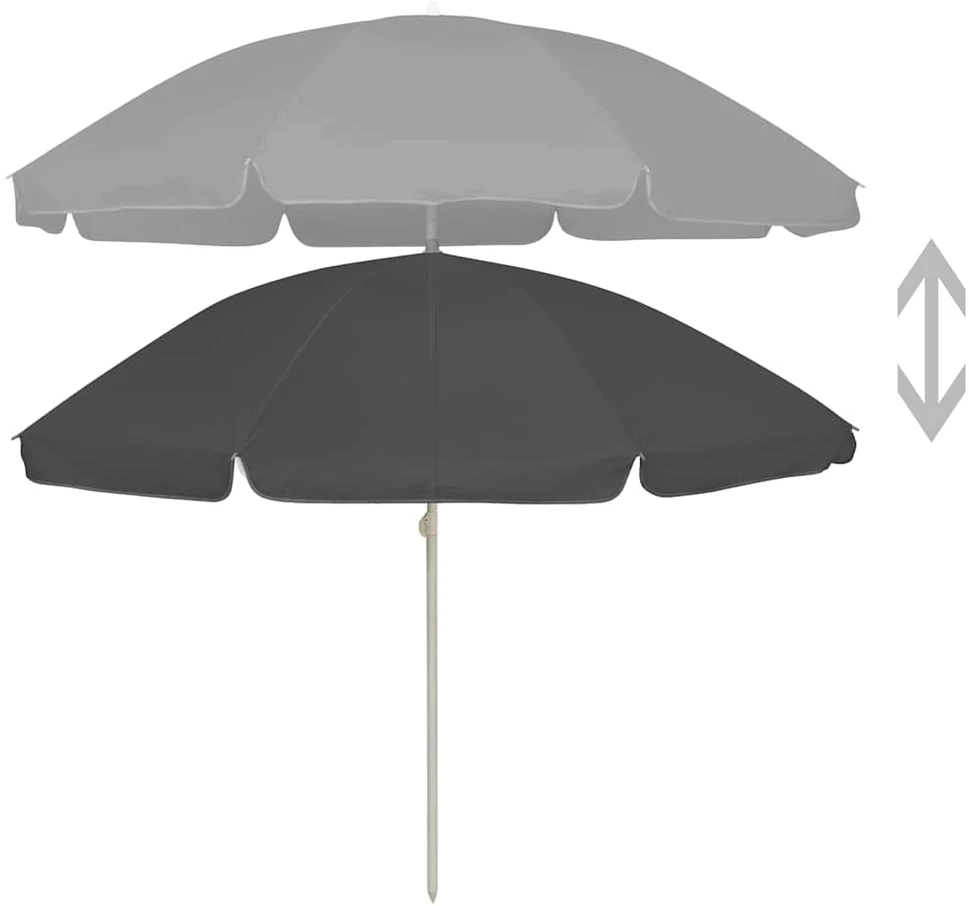 Paplūdimio skėtis nuo saulės, antracito spalvos, 240cm