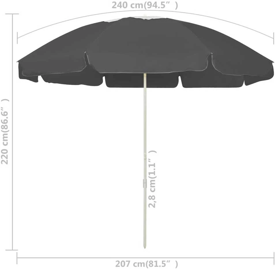 Paplūdimio skėtis nuo saulės, antracito spalvos, 240cm