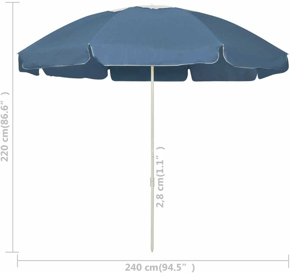 Paplūdimio skėtis nuo saulės, mėlynos spalvos, 240cm