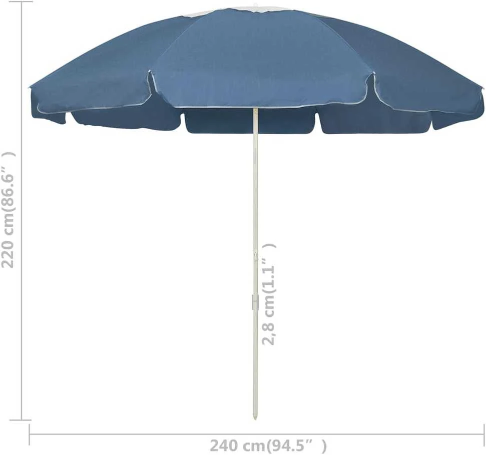 Paplūdimio skėtis nuo saulės, mėlynos spalvos, 240cm