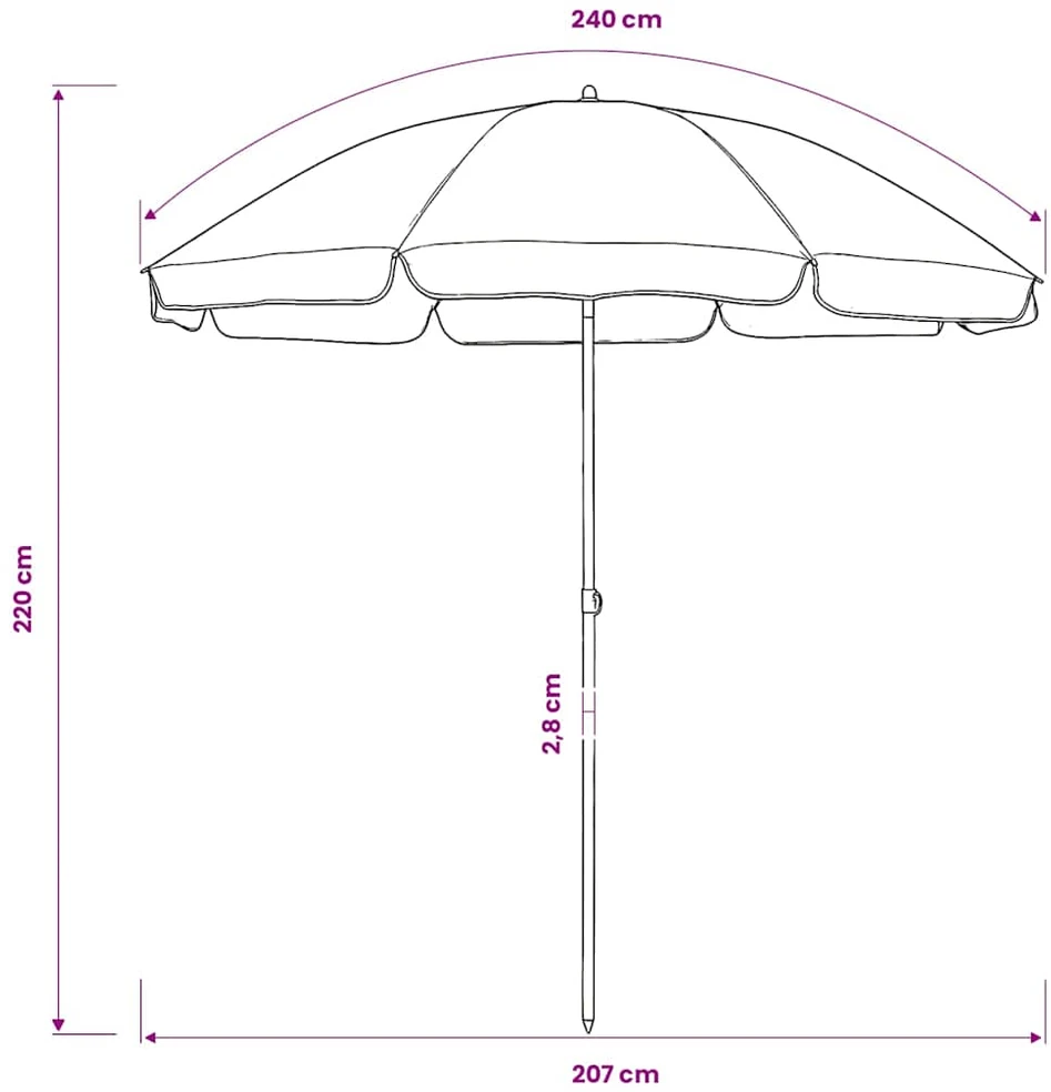 Paplūdimio skėtis nuo saulės, žalios spalvos, 240cm