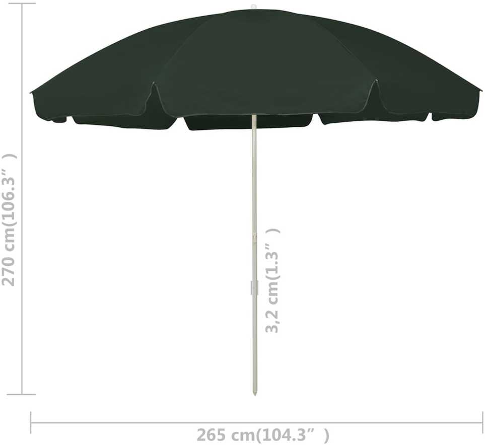 Paplūdimio skėtis nuo saulės, žalios spalvos, 300cm