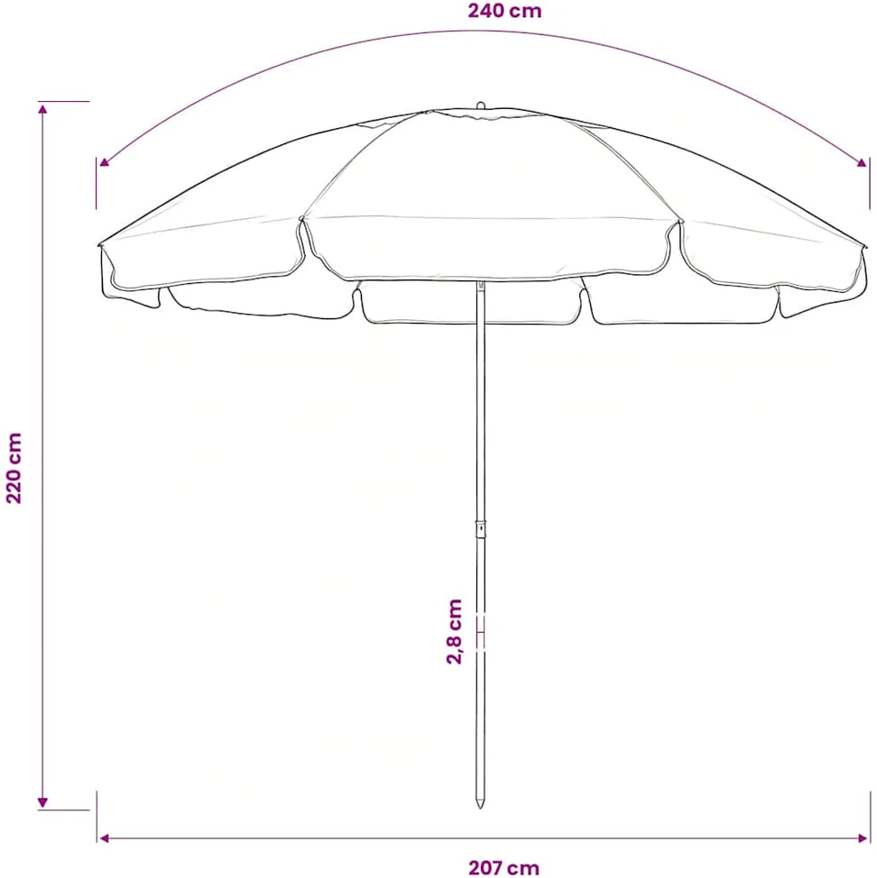 Paplūdimio skėtis nuo saulės, žalios spalvos, 240cm