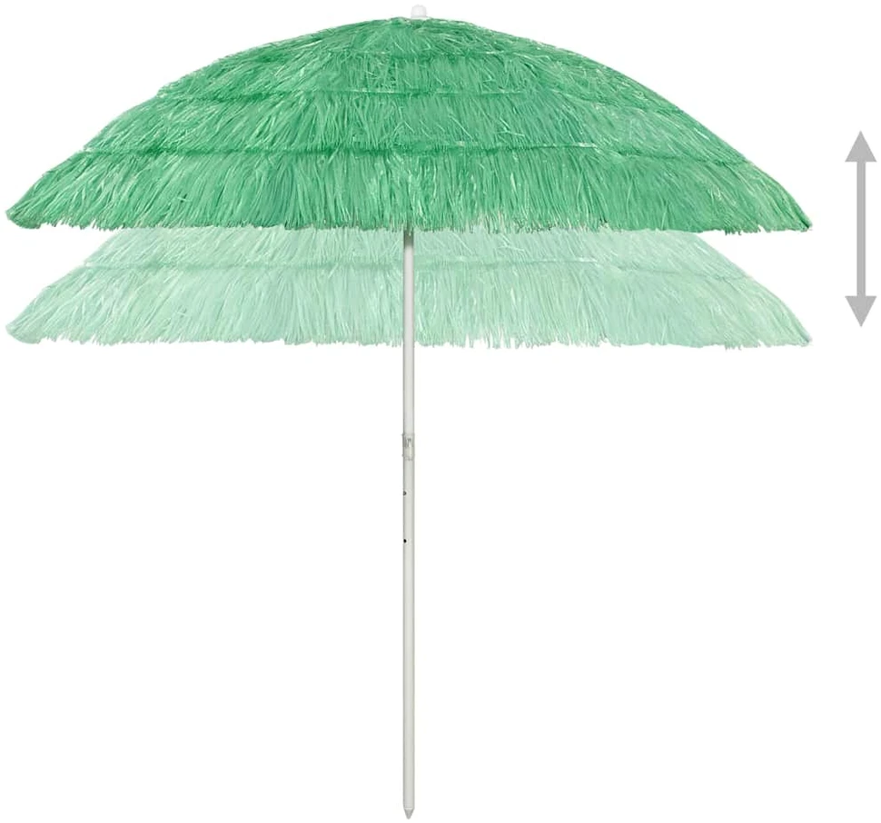 Paplūdimio skėtis, žalios spalvos, 240cm, havajietiško dizaino