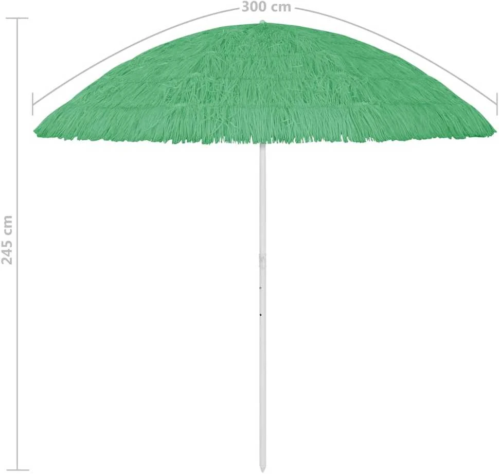 Paplūdimio skėtis, žalios spalvos, 300cm, havajietiško dizaino