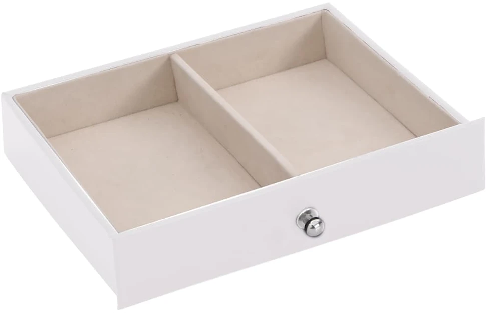Papuošalų dėžutė 6 sluoksnių su veidrodžiu, užrakinama, balta
