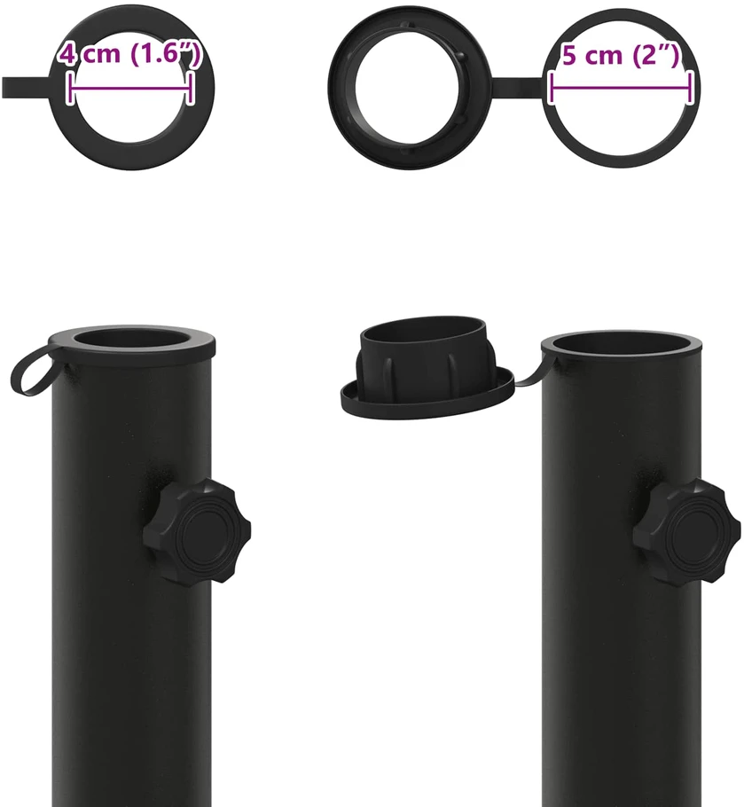 Parasolės stovo vamzdis 0.6kg Juoda Geležis for 40-50 mm Pole
