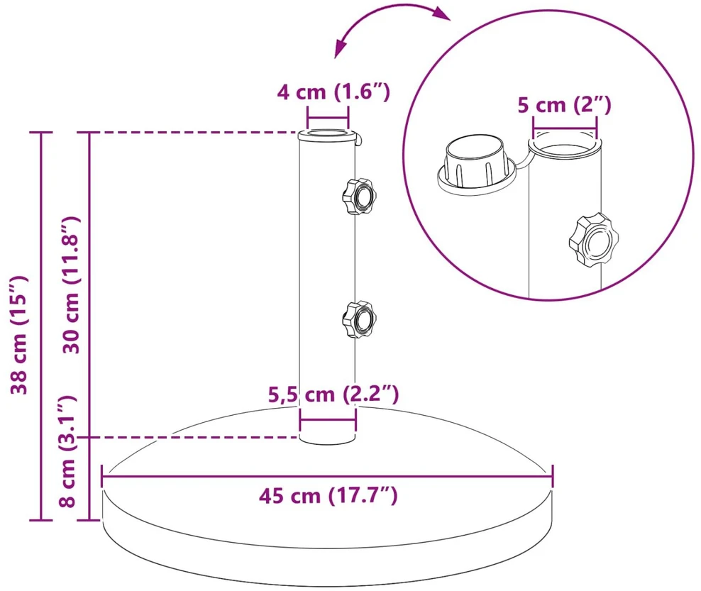 Parasolų pagrindas 40-50 mm stiebui 26.45 kg Pilka
