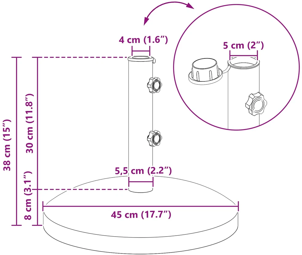 Parasolų pagrindas 40-50 mm stiebui 26,75 kg Juoda