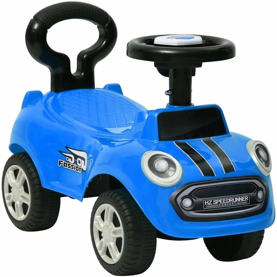 Paspiriamas vaikiškas automobilis, mėlynos spalvos
