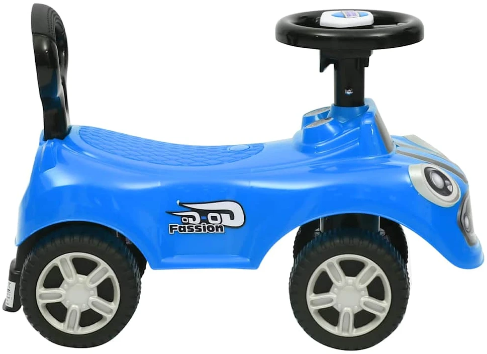 Paspiriamas vaikiškas automobilis, mėlynos spalvos