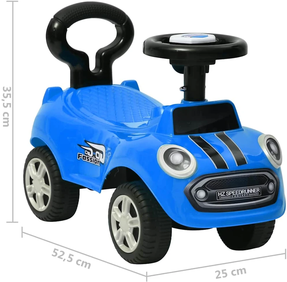 Paspiriamas vaikiškas automobilis, mėlynos spalvos