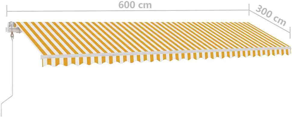 Pastatoma automatinė markizė, geltona/balta, 600x300cm