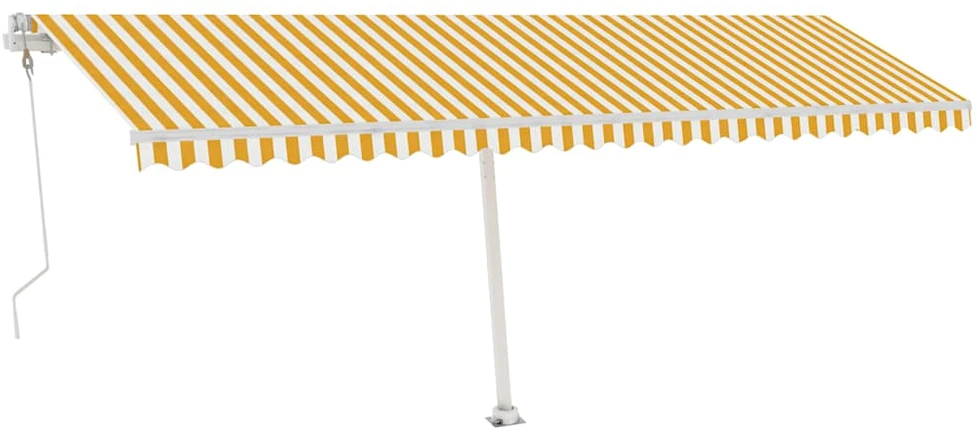 Pastatoma automatinė markizė, geltona/balta, 600x350cm