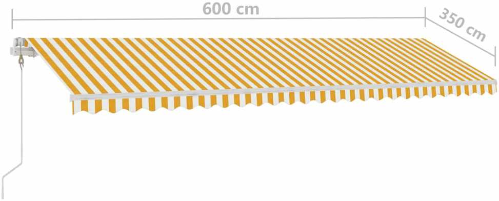 Pastatoma automatinė markizė, geltona/balta, 600x350cm