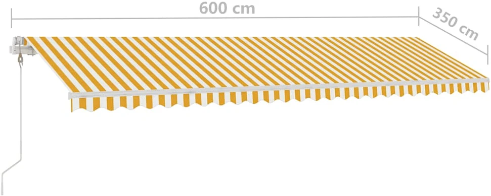 Pastatoma automatinė markizė, geltona/balta, 600x350cm