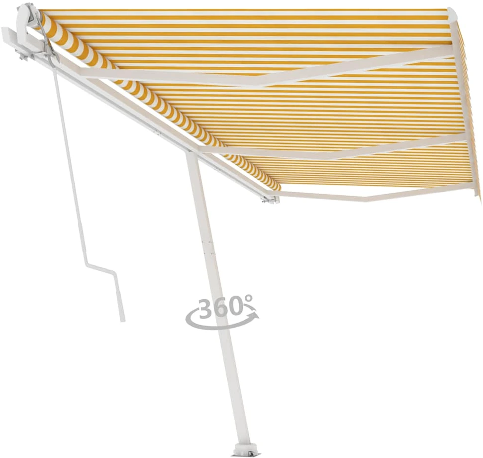 Pastatoma automatinė markizė, geltona/balta, 600x350cm
