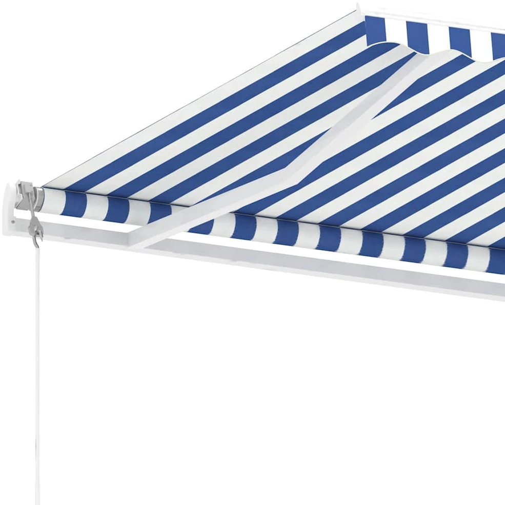 Pastatoma automatinė markizė, mėlynos/baltos spalvos, 600x350cm