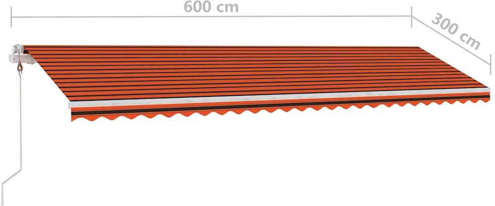 Pastatoma automatinė markizė, oranžinė/ruda, 600x300cm