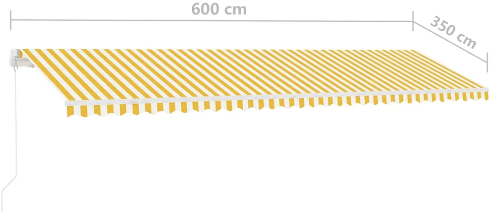 Pastatoma ištraukiama markizė, geltona/balta, 600x350cm