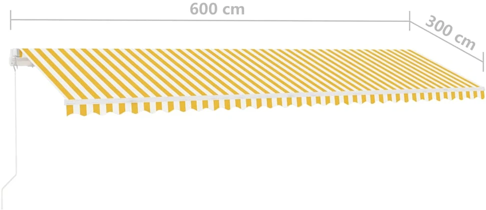 Pastatoma ištraukiama markizė, geltona/balta, 600x300cm