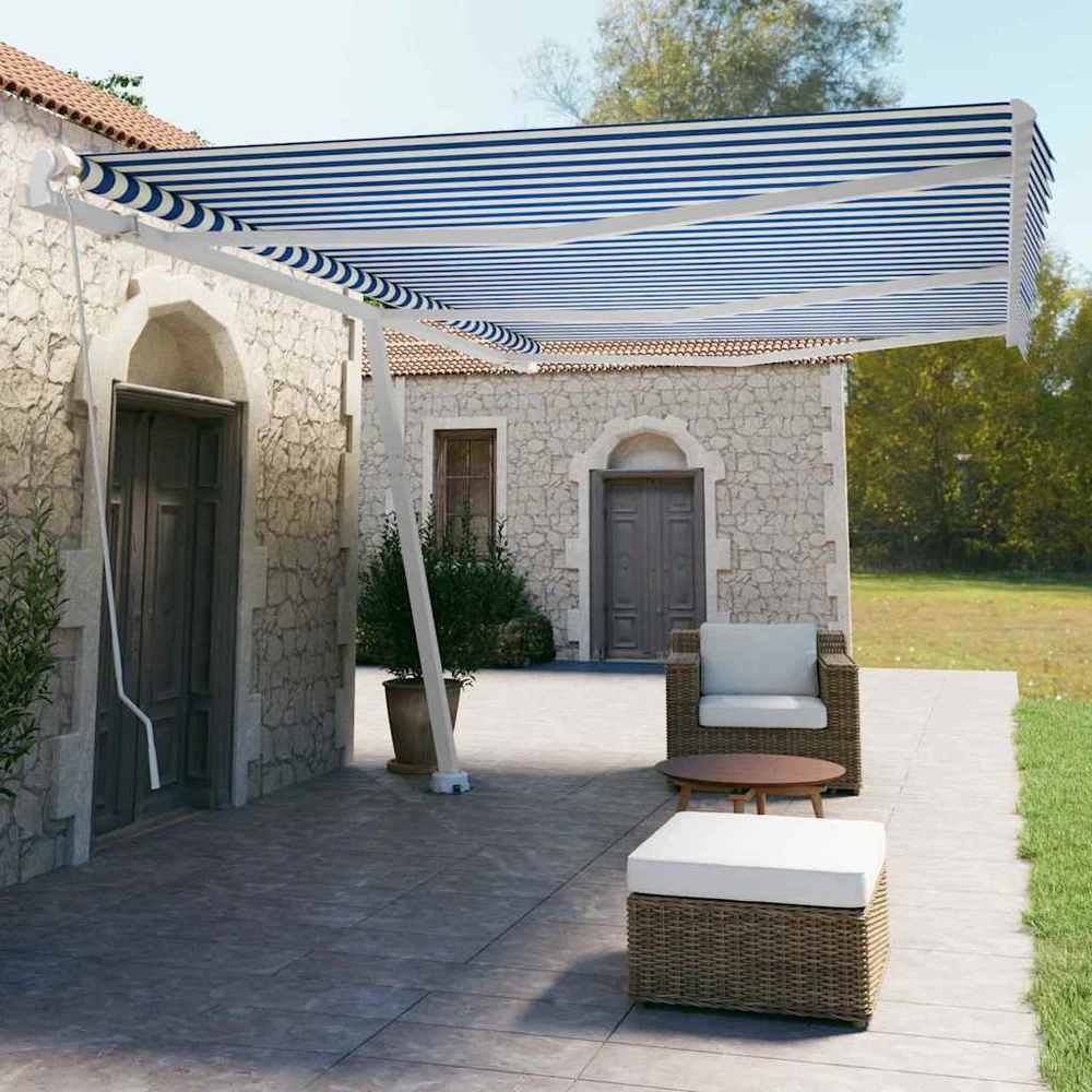 Pastatoma ištraukiama markizė, mėlyna/balta, 600x350cm