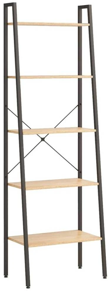 Pastatoma lentyna, 5 aukštų, šviesiai ruda/juoda, 56x35x174cm