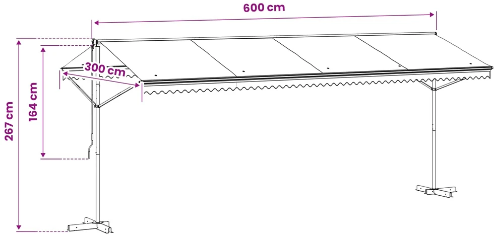 Pastatoma stoginė, mėlyna/balta, 600x300cm, audinys/plienas