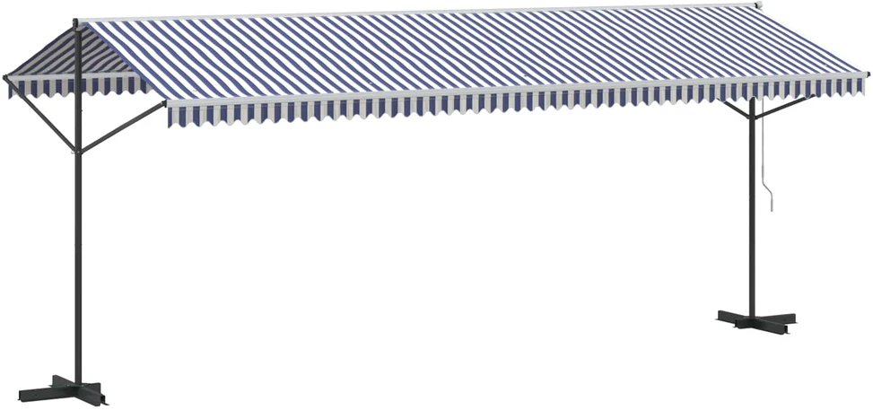 Pastatoma stoginė, mėlyna/balta, 600x300cm, audinys/plienas