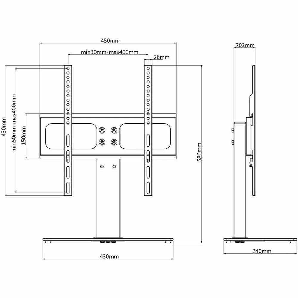 Pastatomas televizoriaus laikiklis 26-42 colių ekranui, 30kg