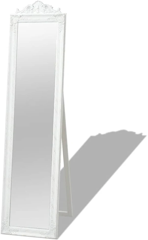 Pastatomas veidrodis, barokinio stiliaus, 160x40 cm, baltas