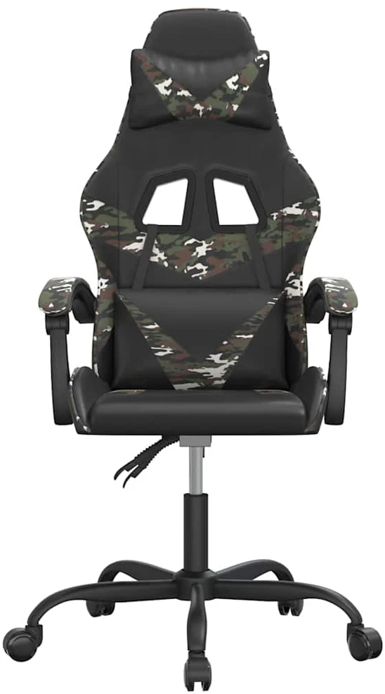 Pasukama žaidimų kėdė, juoda ir kamufliažinė, dirbtinė oda
