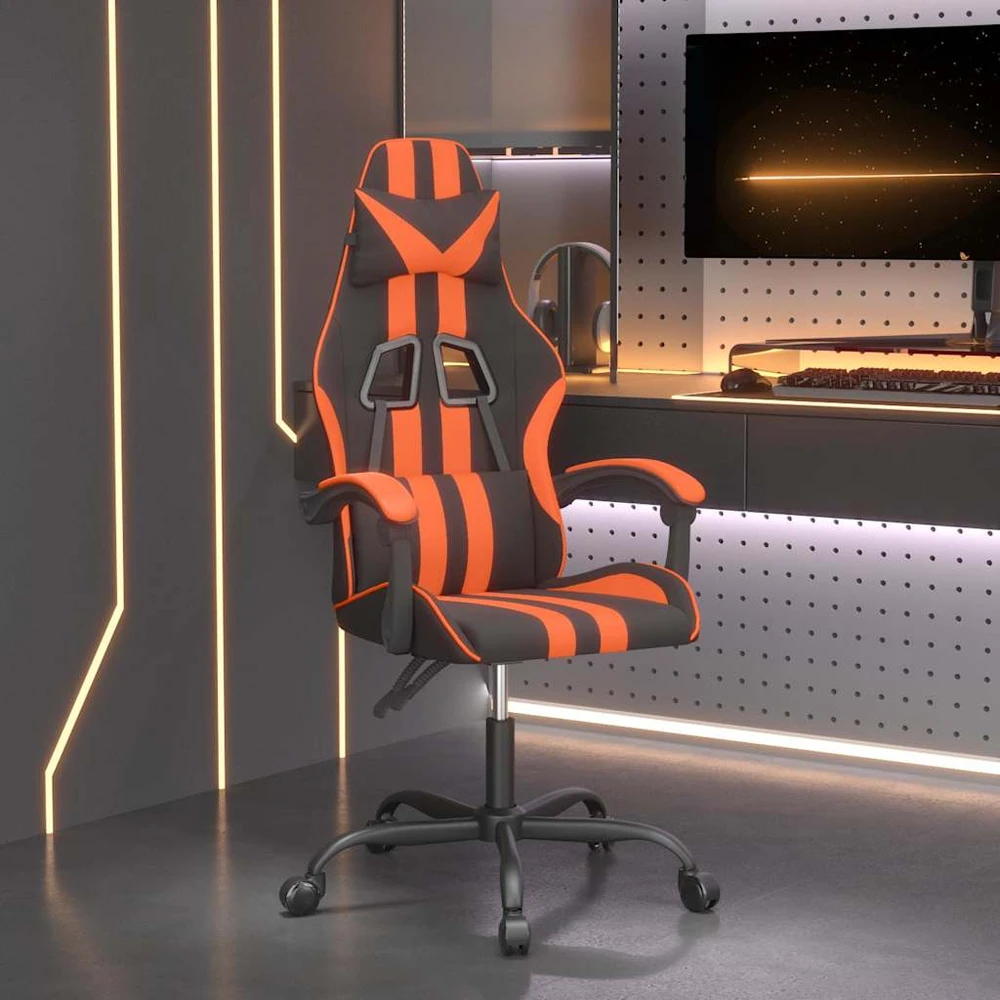 Pasukama žaidimų kėdė, juodos/oranžinės spalvos, dirbtinė oda