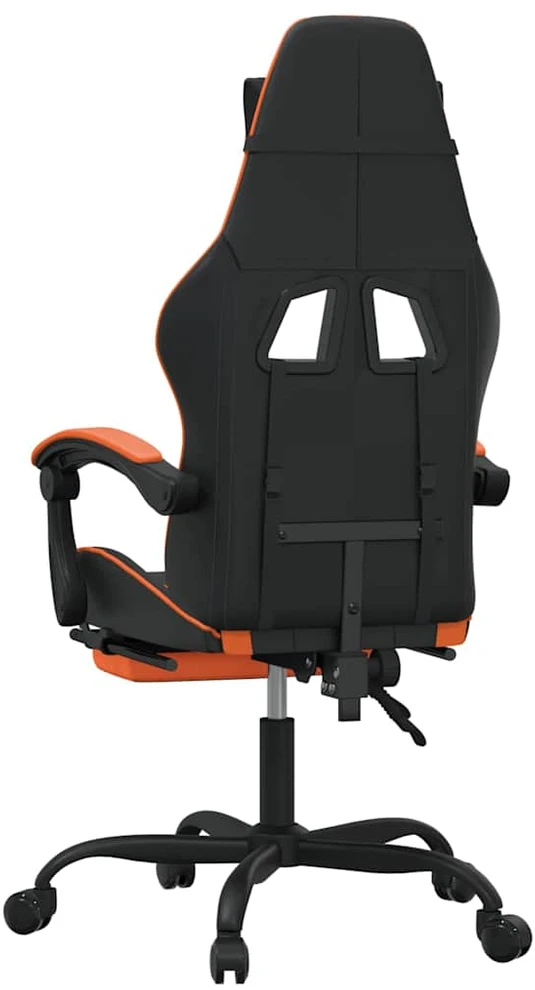 Pasukama žaidimų kėdė su pakoja, juoda/oranžinė, dirbtinė oda