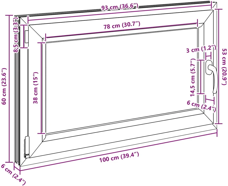 Bendras lango vidinis atspalvis baltas RISOR 100 x 60 cm