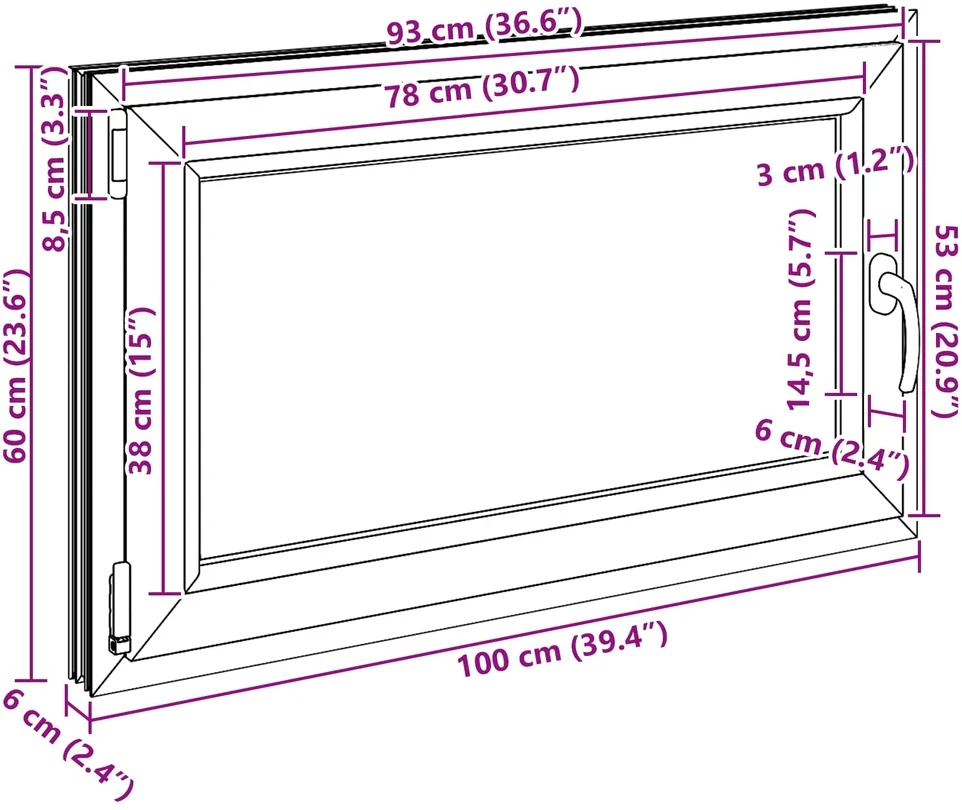 Bendras lango vidinis atspalvis baltas RISOR 100 x 60 cm