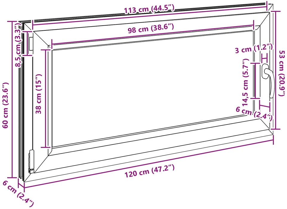 Bendras lango vidinis atspalvis baltas RISOR 120 x 60 cm