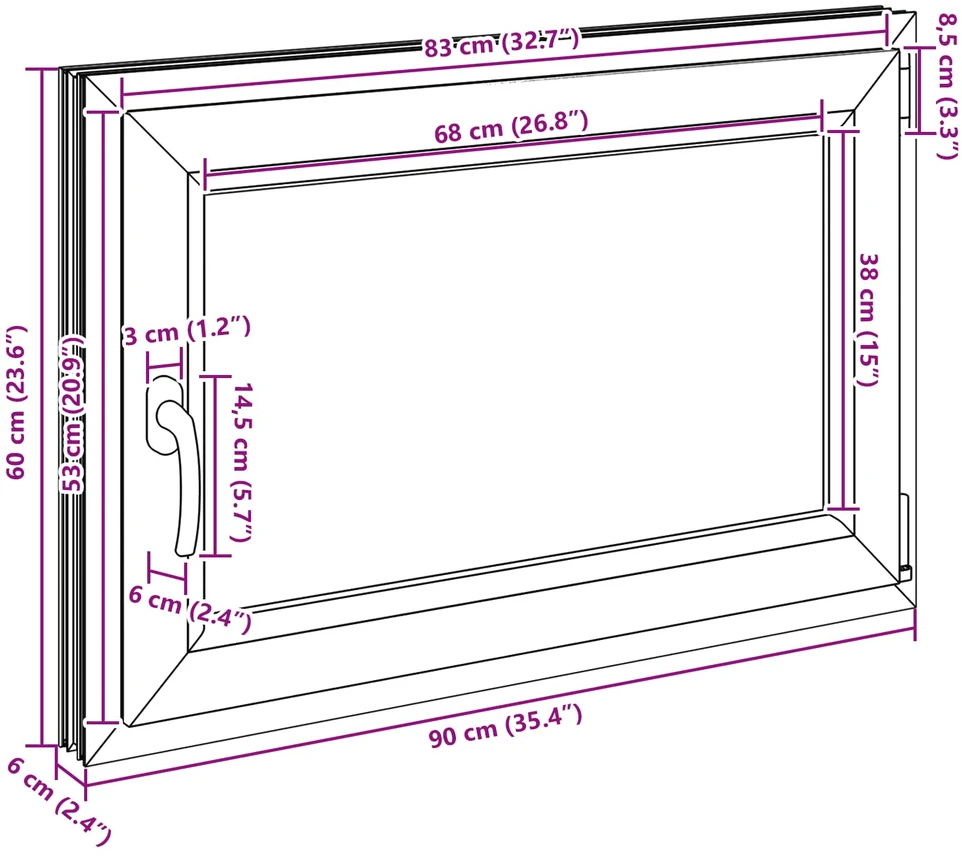 Pasukamas ir atveriamas rūsyje langas RISOR 90 x 60 cm