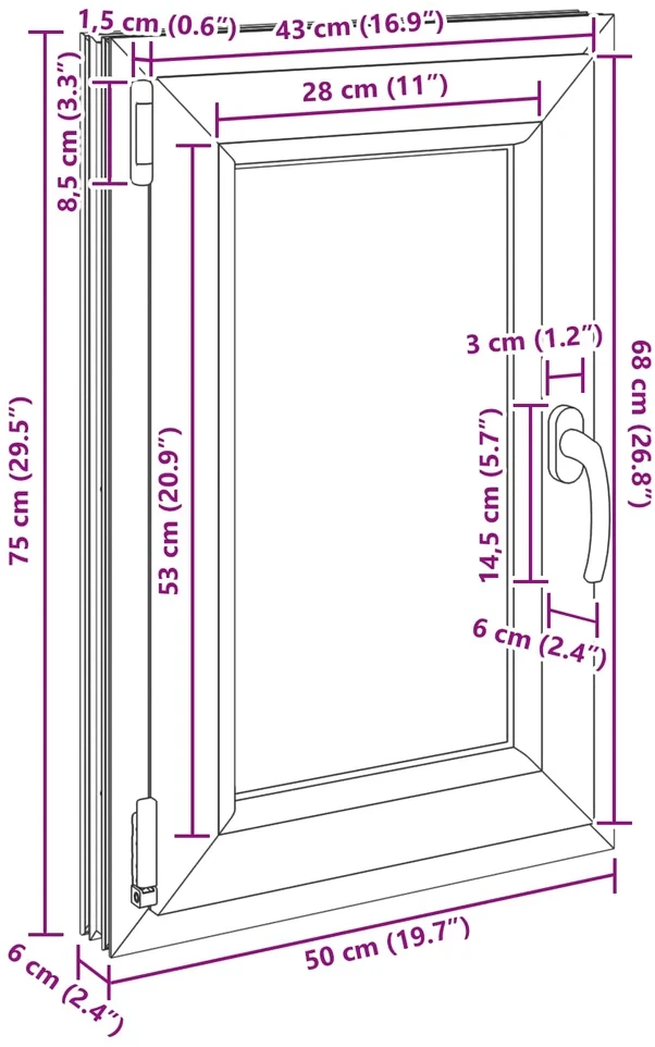 Bendras lango vidinis atspalvis baltas RISOR 50 x 75 cm