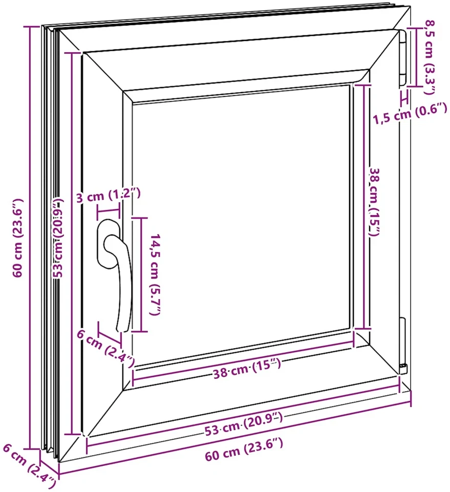 Bendras lango vidinis atspalvis baltas RISOR 60 x 60 cm