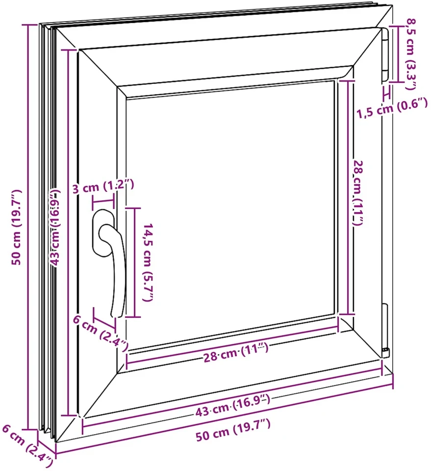 Bendras lango vidinis atspalvis baltas RISOR 50 x 50 cm