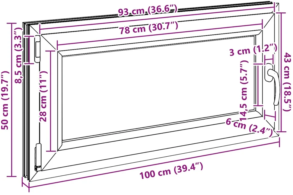 Bendras lango vidinis atspalvis baltas RISOR 100 x 50 cm