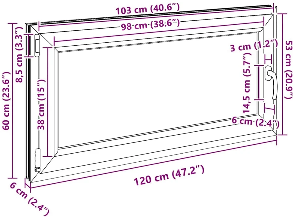 Bendras lango vidinis atspalvis baltas RISOR 120 x 60 cm