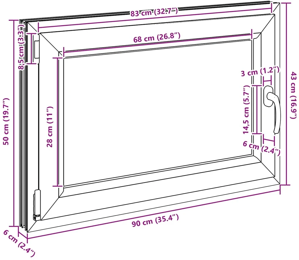 Bendras lango vidinis atspalvis baltas RISOR 90 x 50 cm