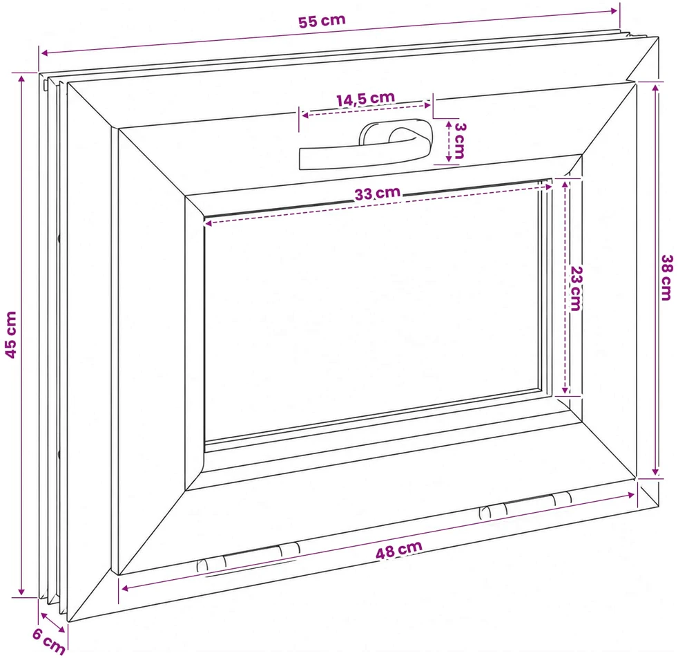 Bendras lango vidinis atspalvis baltas RISOR 55 x 45 cm