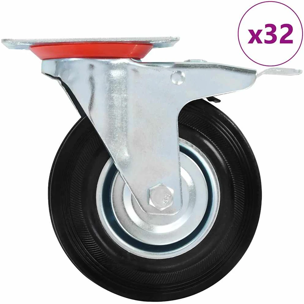 Pasukami ratukai su stabdžiais, 32 vnt., 125 mm