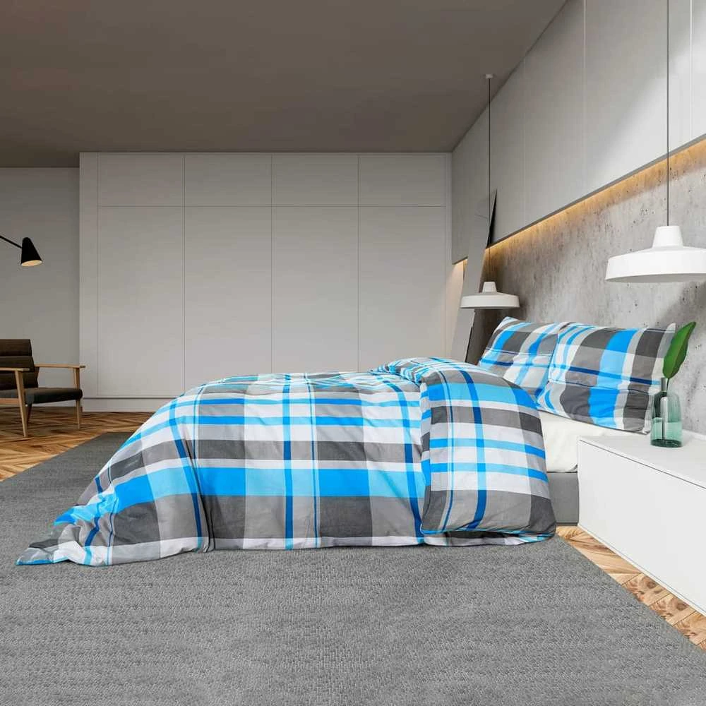 Patalynės komplektas, mėlynas ir pilkas, 240x220cm, medvilnė