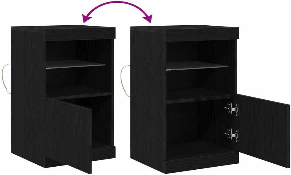 LED Bufetas Juodas ąžuolas 41 x 37 x 67 cm Apdirbta mediena